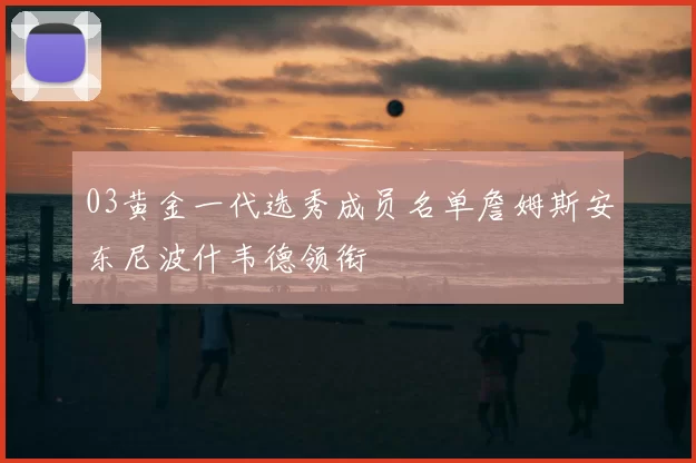 03黄金一代选秀成员名单詹姆斯安东尼波什韦德领衔