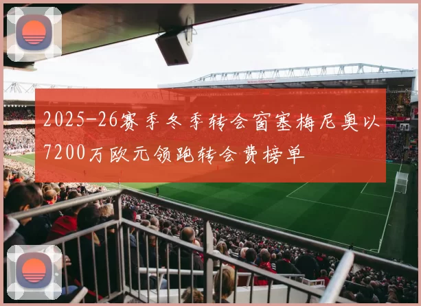 2025-26赛季冬季转会窗塞梅尼奥以7200万欧元领跑转会费榜单